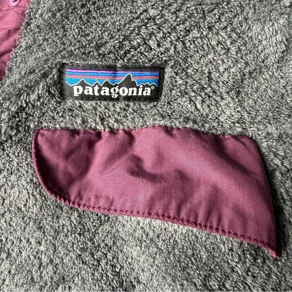 Patagonia Gray Fleece Pullover with Plum Trim - Picture 3 of 6